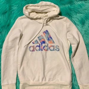 Adidas White Floral Hoodie